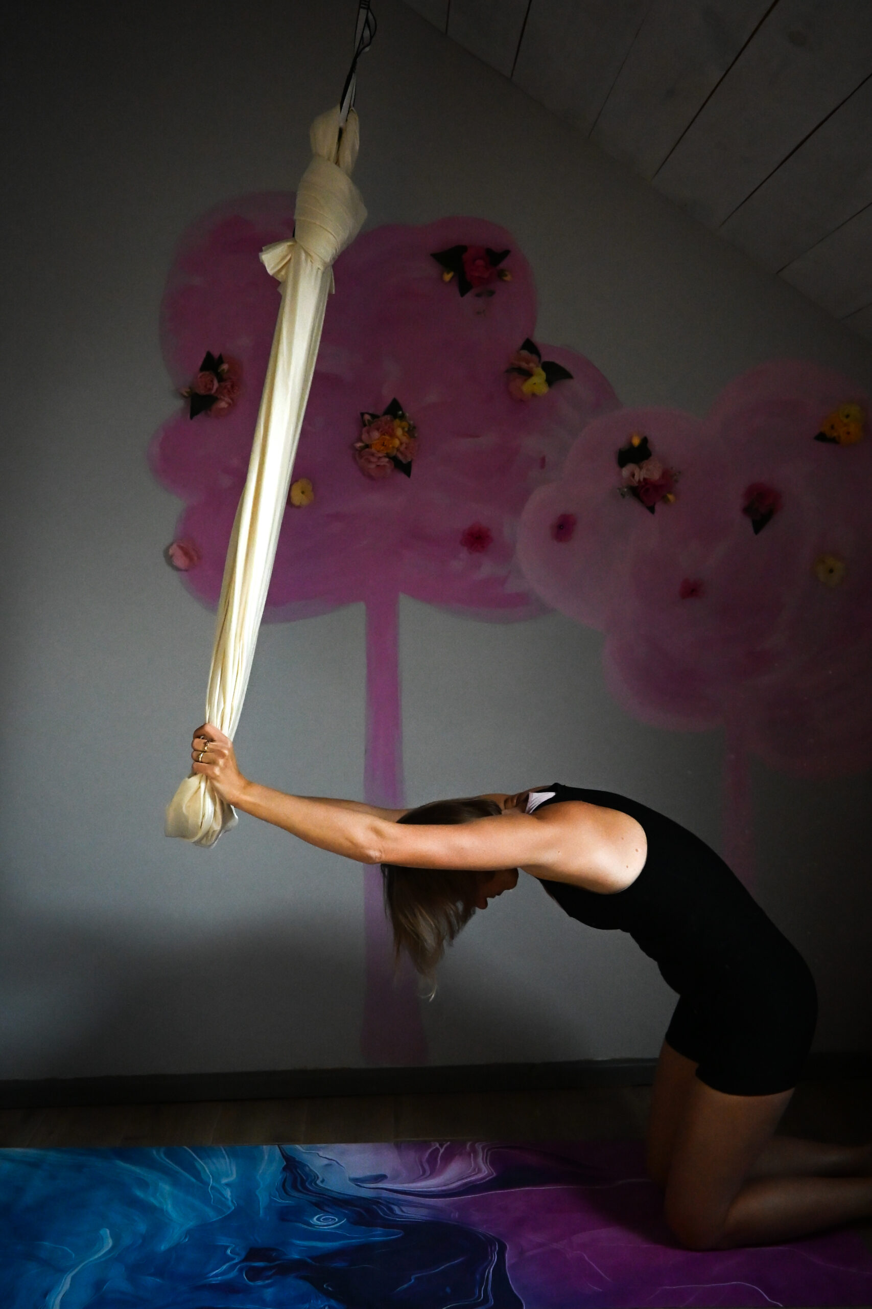 Hamak chusta do aerial jogi 5 m 7 m karabińczyki - obrazek 3