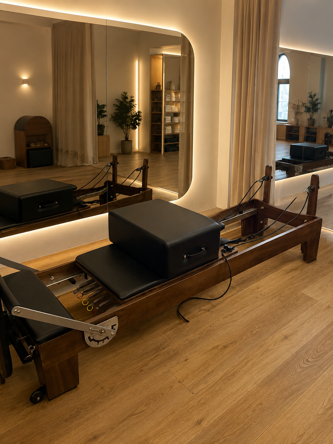 Reformer Semplice pilates z drewna orzechowego - obrazek 3